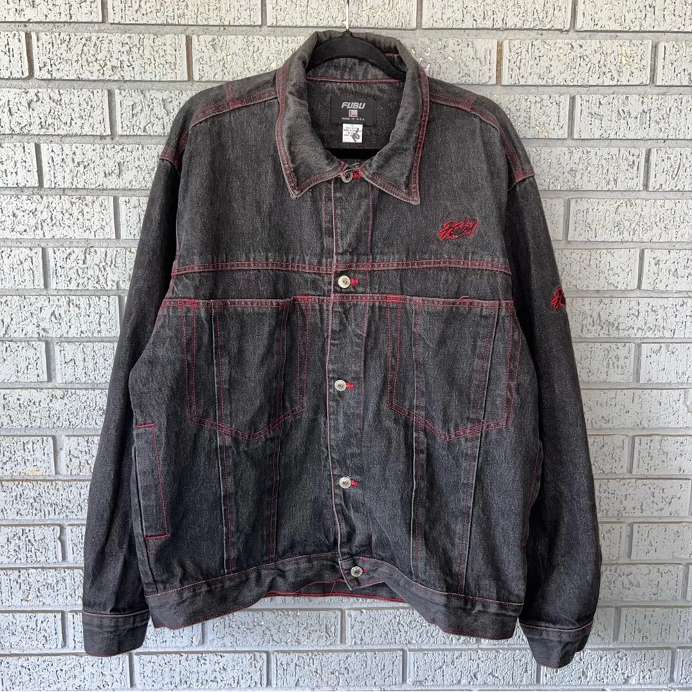 Vintage Y2K Fubu Hip Hop Jean Trucker Jacket Heavy Denim